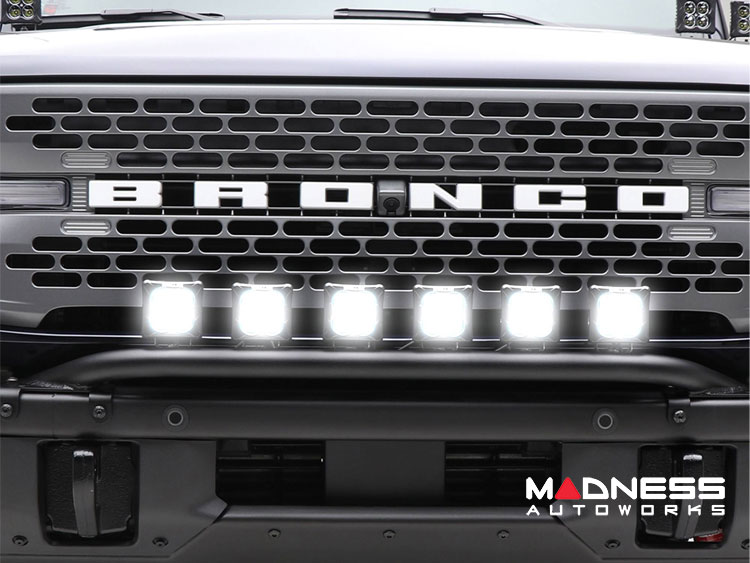 Ford Bronco Bumper Bar - Front - Factory Bumper - ZROADZ - Bumper Top Mount - w/ 6x 3 Inch White LED Pods